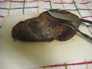 The cooked beef heart.