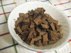 After she sliced it up, she put it a bowl so she could take a picture.  What the woof?